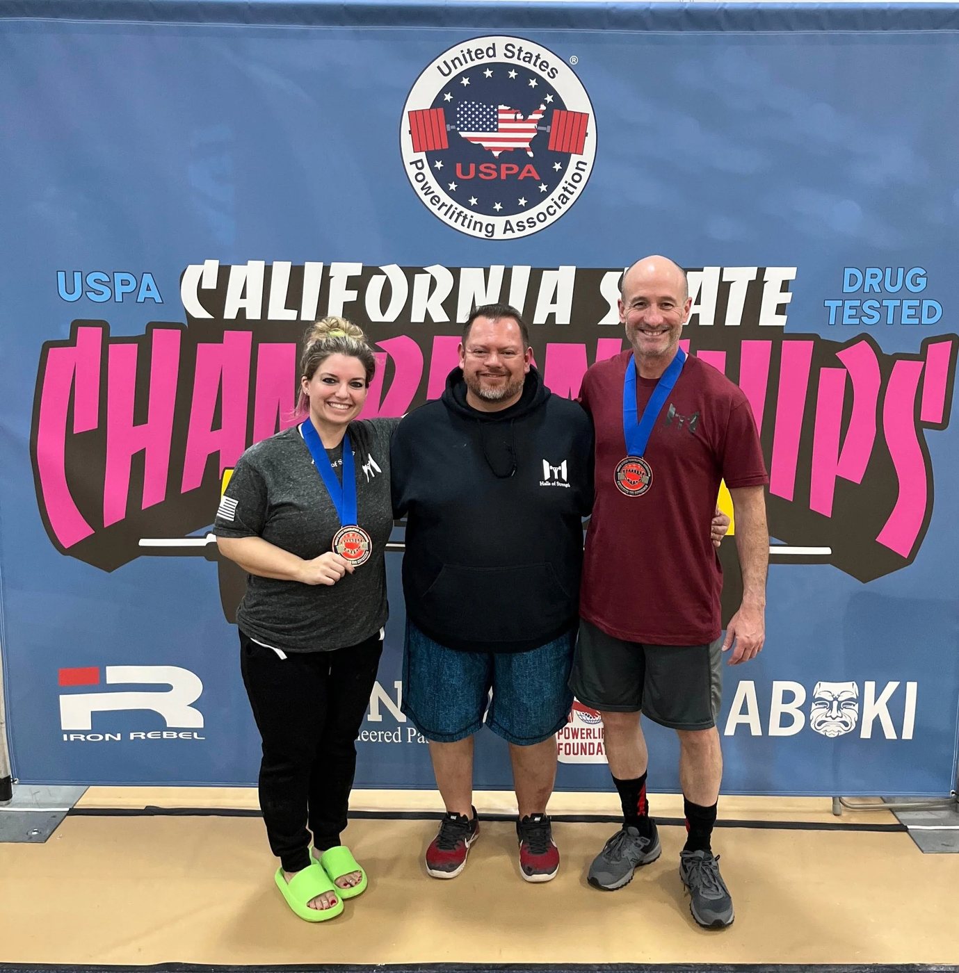 Halls of Strength lifters with their USPA medals